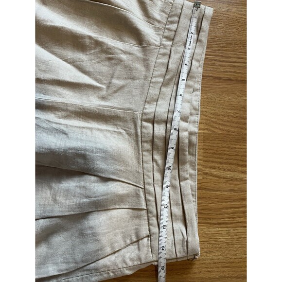 Zara Beige High Waist Side Zip Pleated Wide Leg Pants Size Medium - Picture 7 of 9